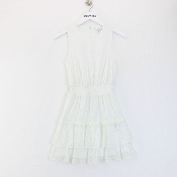 Bar III White Lace Dress with Ruffle - Picture 1 of 3
